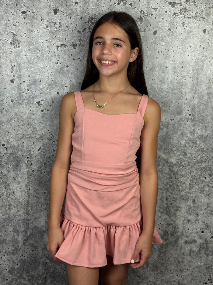 If So- Pink Gathered Waist Dress