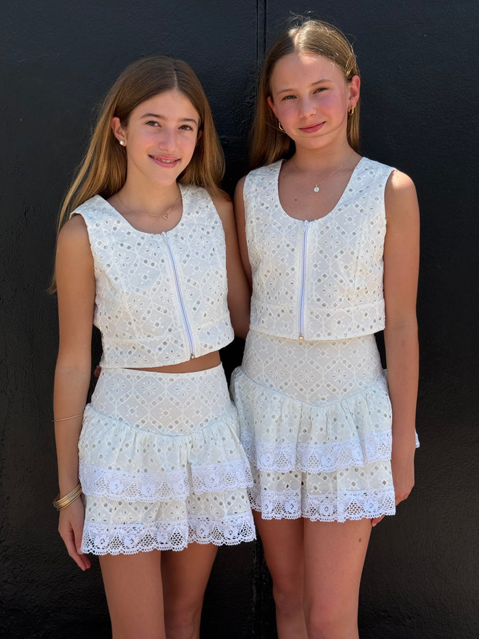 If So- White Eyelet Skirt