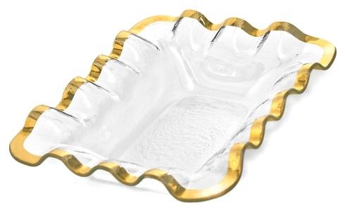 Annie Glass Bread Basket- Gold Ruffle