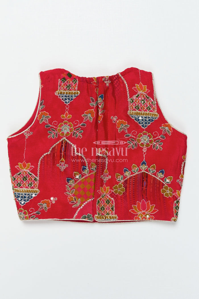 The Nesavu Girls Lehenga Choli Baby Girl Lehenga Choli for Traditional Festivals and Weddings Nesavu Nesavu baby girl lehenga choli in embroidered viscose silk for weddings and festive celebrations