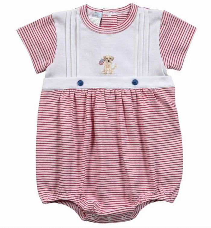 Baby Loren American Flag Hand Embroidered Bubble- boy