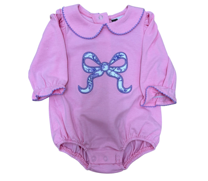 Banana Split-Floral Bow Applique L/S Bubble