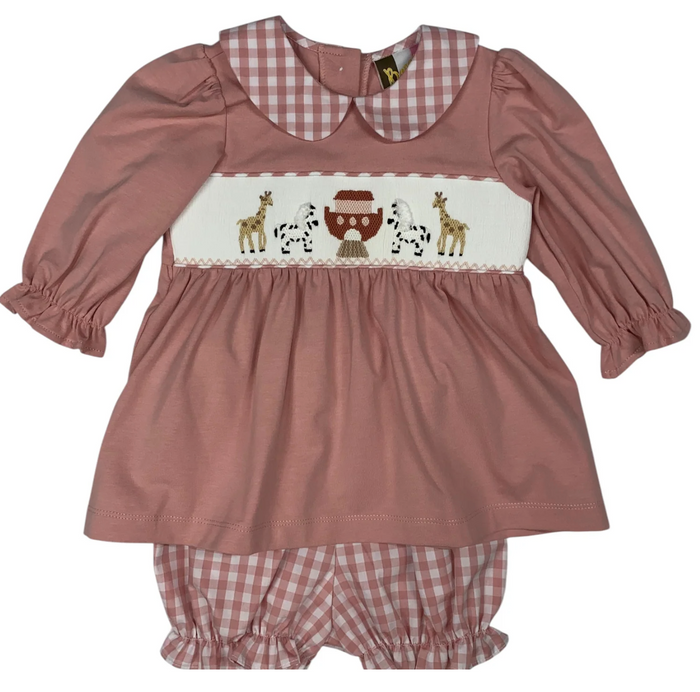 Banana Split-Noah's Ark Smocked Bloomer Set