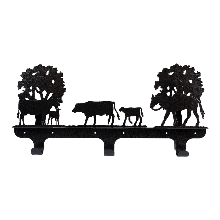 Cattle Drive Triple Wall Hook - Textured Black Steel - Coppervein, hand-made steel by Allwayz Mags