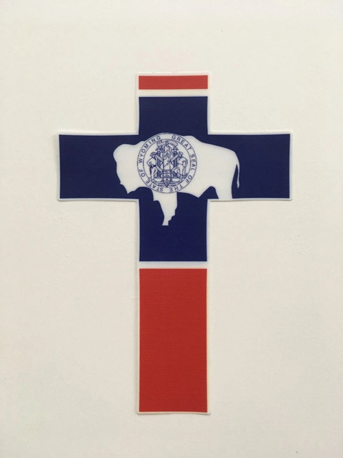 Cross Wyoming Flag - Decals