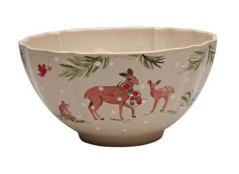 Deer Friends Linen Serving Bowl