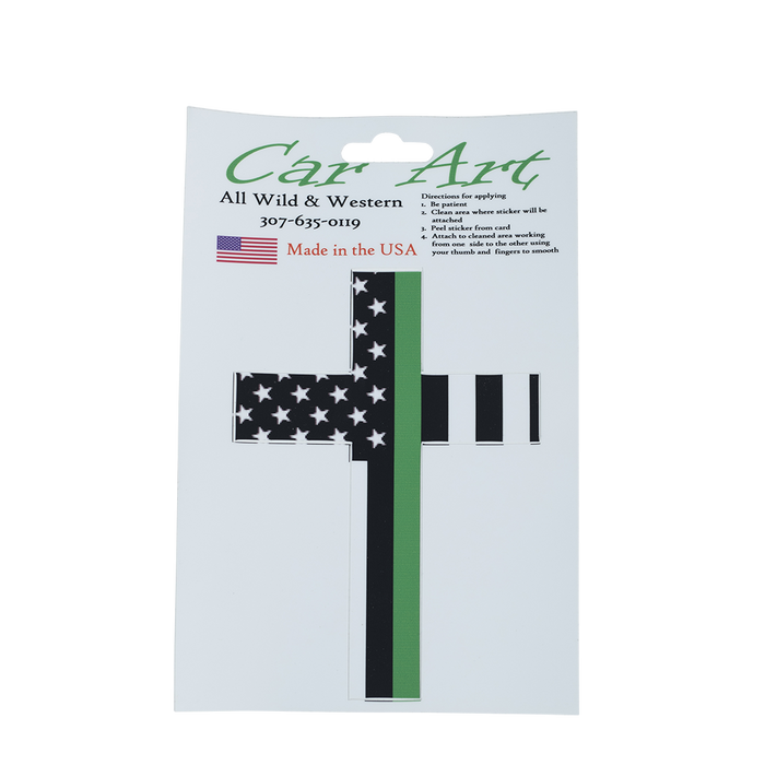 Flag Cross (Green Line) - Vinyl Decal