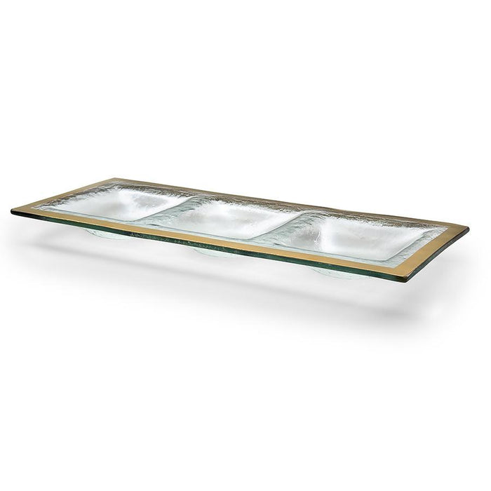 Gold Annie Glass Three Section Tray