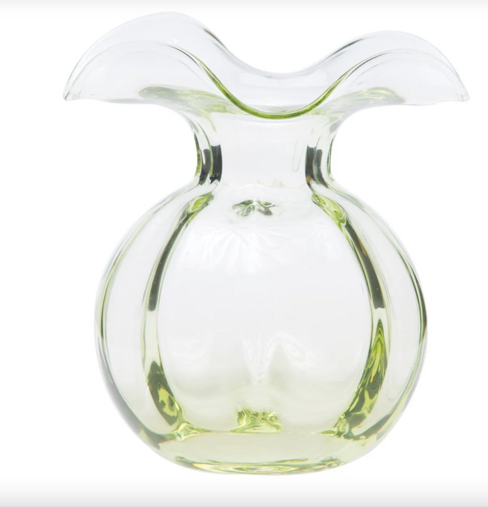HIBISCUS GLASS GREEN MEDIUM FLUTED VASE