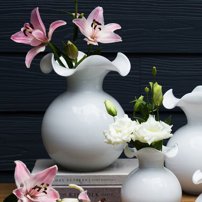 Hibiscus Glass WhitevVase 2 sizes