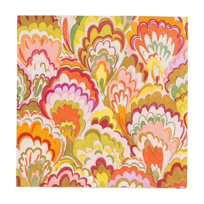 Marbled Ceramica Raspberry & Chartreuse Cocktail Napkins