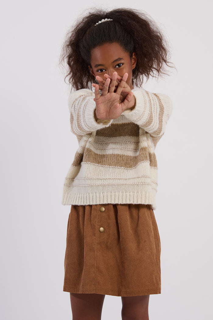 Molly Bracken- GIRLS KNITTED SWEATER-OFFWHITE/BEIGE