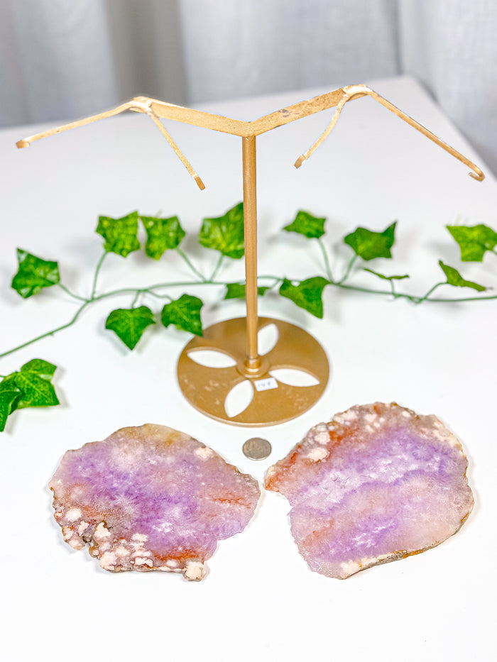 Pink Amethyst Butterfly Wings on Stand (144)