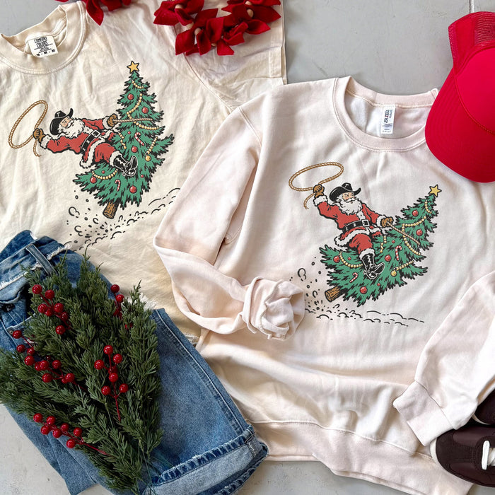 PREORDER: Cowboy Santa Tee, Long Sleeve, or Sweatshirt // ships in about 2 weeks
