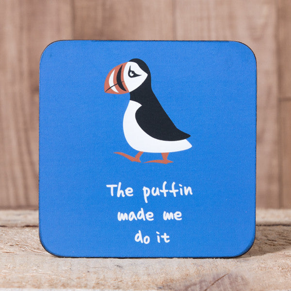 Puffin made me do It -Set of 6 Cork Coasters - Idontspeakicelandic
