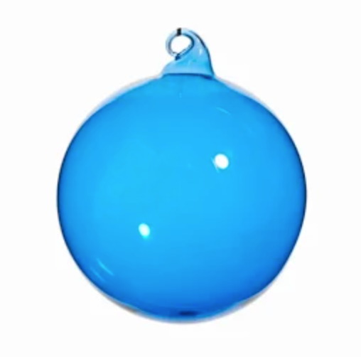 Raz- 4" Blue Opaque Blown Glass Ball Ornament