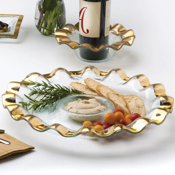 Ruffle Round Chip & Dip Server- ANNIE GLASS