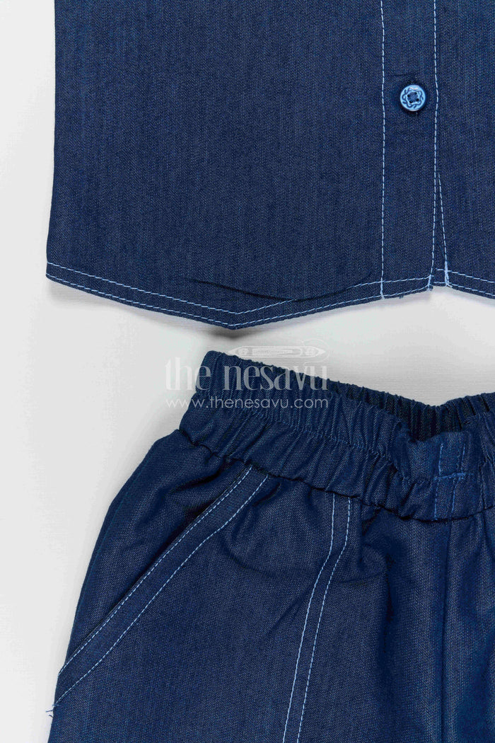 The Nesavu Girls Co-Ord Sets Sleeveless Girls Co Ord Set for Casual Travel Styling Nesavu Nesavu Sleeveless Girls Co Ord Set With Wide Leg Pants For Casual Travel Styling