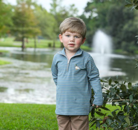 Trotter Street-Mallard Embroidery 1/4 zip pullover