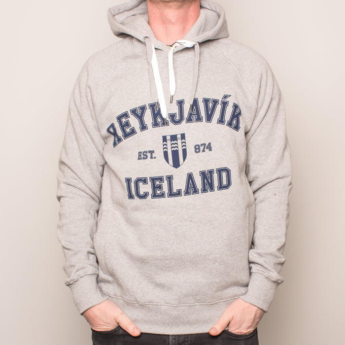 Unisex Pullover Hoody - Reykjavik College - Melange Grey - Idontspeakicelandic
