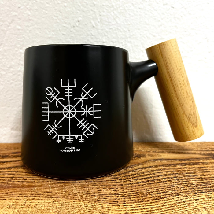 Wayfinder Mug with Wooden Handle - Black