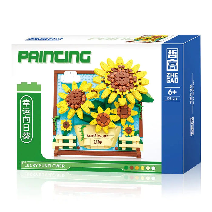 ZHEGAO DZ1013 Painting Sunflower Life Mini Brick ZHEGAO