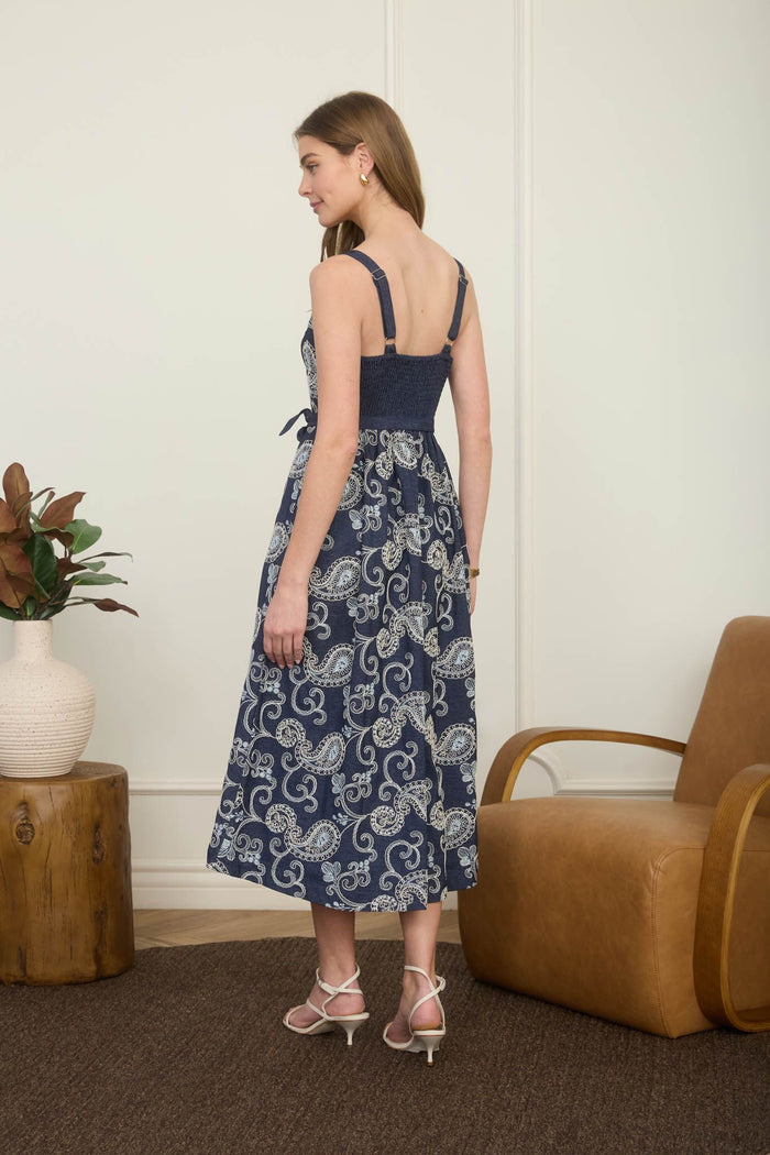 Zoe and Claire embroidered midi with belt