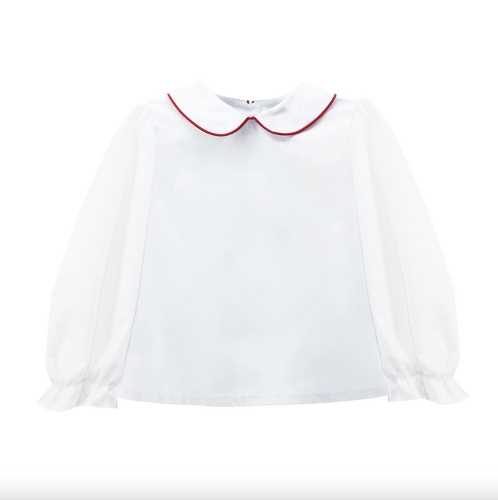 Zuccini Kids-Ally Blouse W/ Red Piping Long Sleeve