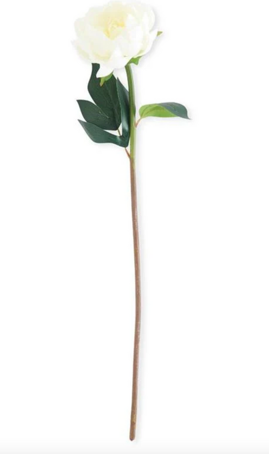 20" White Real Touch Peony Stem