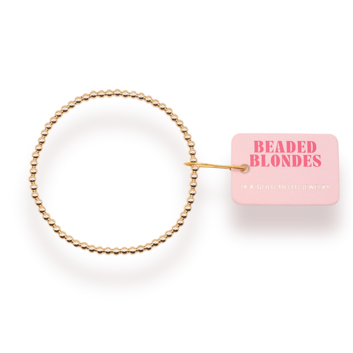 3MM Gold Beaded Bracelet: Standard 6.75 inch