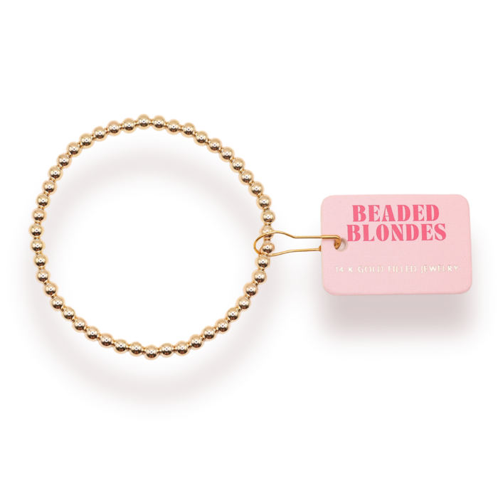 4MM Gold Beaded Bracelet: Standard 6.75 inch