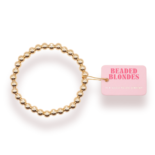 6MM Gold Beaded Bracelet: Standard 6.75 inch