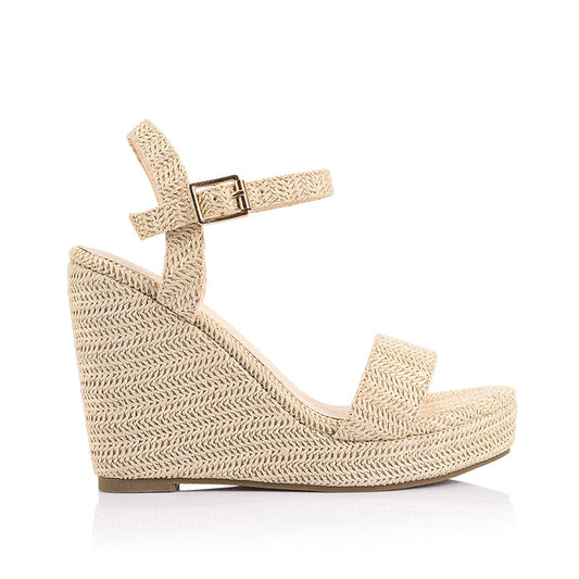 Women's raffia and rope espadrille wedge