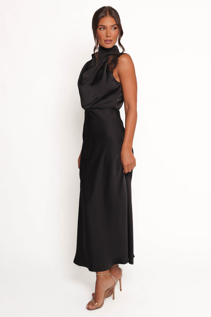 Petal and Pup USA DRESSES Anabelle Halter Neck Lace Maxi Dress - Black