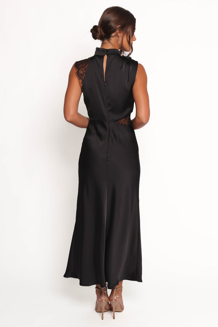 Petal and Pup USA DRESSES Anabelle Halter Neck Lace Maxi Dress - Black