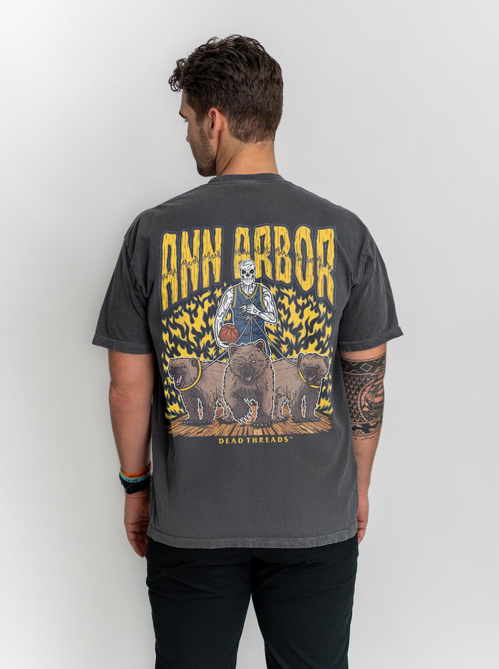 ANN ARBOR BASKETBALL - “3 SKULL” PREMIUM T - SHIRT – T-Shirt – Dead Threads Apparel