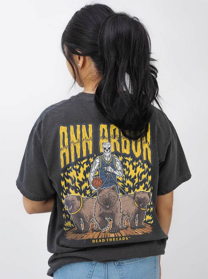 ANN ARBOR BASKETBALL - “3 SKULL” PREMIUM T - SHIRT – T-Shirt – Dead Threads Apparel