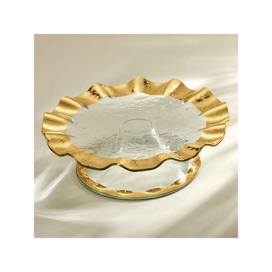 Annie Glass Gold Ruffle Petit Fours Stand