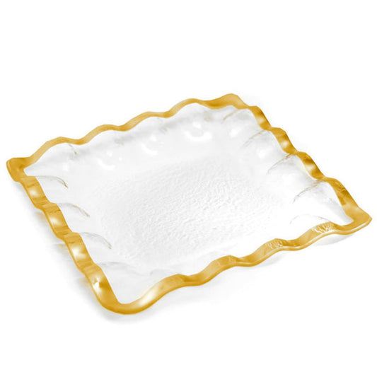 Annie Glass Gold Ruffle Square Server