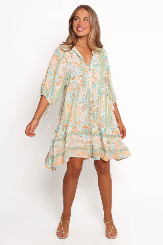 Petal and Pup USA DRESSES Arden Mini Dress - Green Multi