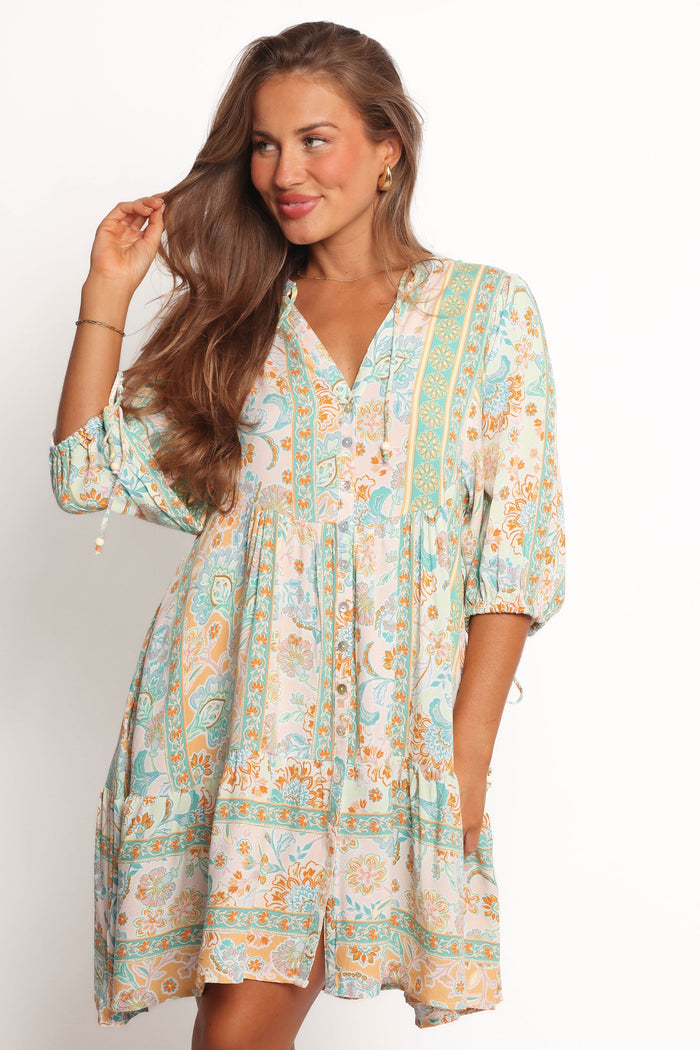 Petal and Pup USA DRESSES Arden Mini Dress - Green Multi