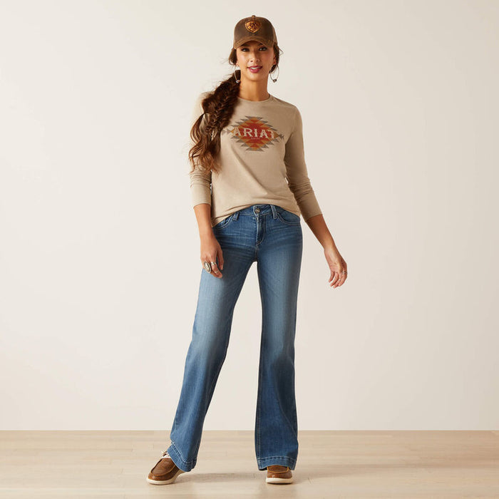 Ariat Women's Southwest Logo Long Sleeve T-shirt in Oatmeal Heather