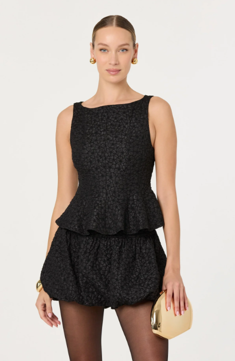 Astr-Alea Floral Textured Peplum Top