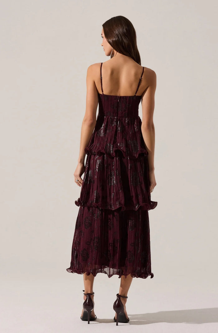ASTR-Lupin Wine Floral Print Dress