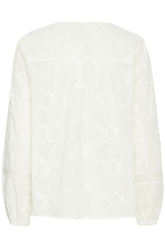 Atelier Reve 20120816 IRMONE Snow White Open Neck Blouse - Dotique Chesterfield