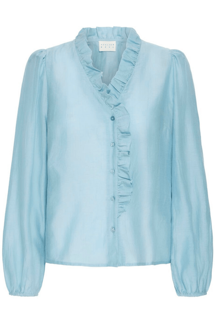 Atelier Rêve IRTHORA smoke blue cotton silk blouse at Dotique