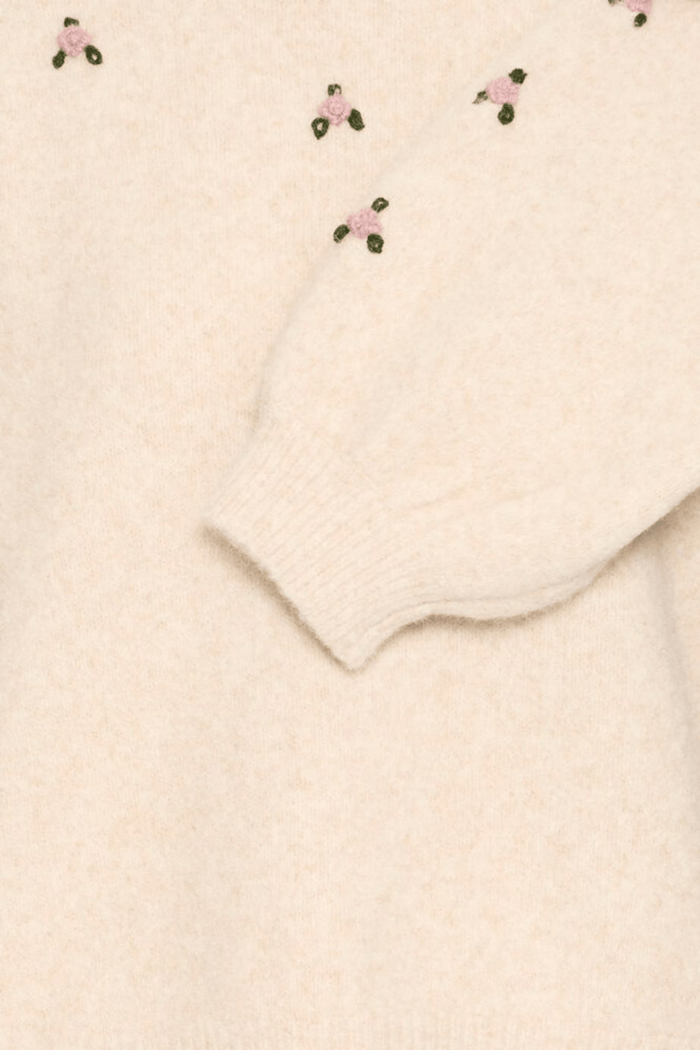 Atelier Rêve IRMORRIS maritime blue cardigan with floral embroidery at Dotique