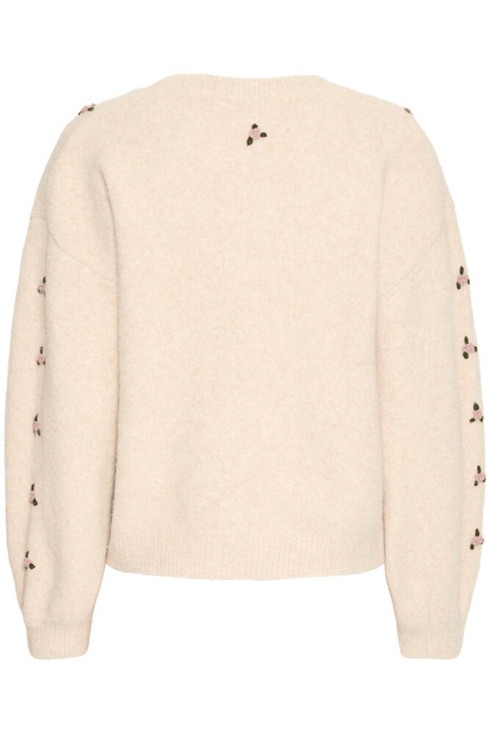 Atelier Rêve IRMORRIS maritime blue cardigan with floral embroidery at Dotique