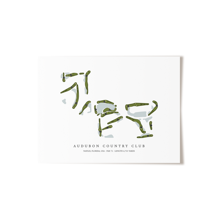 Audubon Country Club | Golf Course Map | Unframed