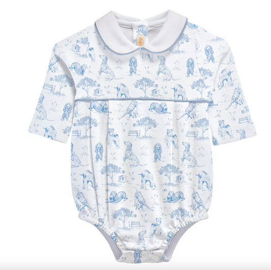 Baby Club Chic- barking bliss - blue bubble w/ round collar